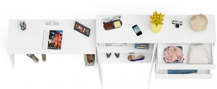 Мори письменный стол МСП1200.1 + Комод МК1600.1, белый