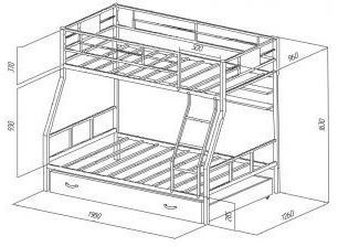 Двухъярусная кровать Гранада-1ПЯ, коричневая (Дуб Сонома, Слоновая кость)