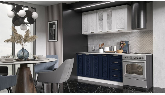 Кухня МДФ Агава 1600, Акация белая/Мята