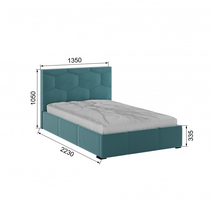 Манука Кровать интерьерная 120 бирюза, ортопед