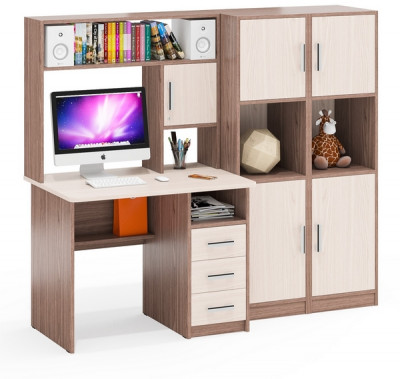 С-МД-СК9 Компоновка № 02, цвет ясень шимо светлый/ясень шимо тёмный, ШхГхВ 188х70х160 см., НЕ универсальная сборка