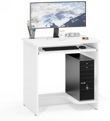 Стол компьютерный С-МД-СК11-1, цвет белый шагрень, ШхГхВ 74,6х50х75 см., НЕ универсальная сборка