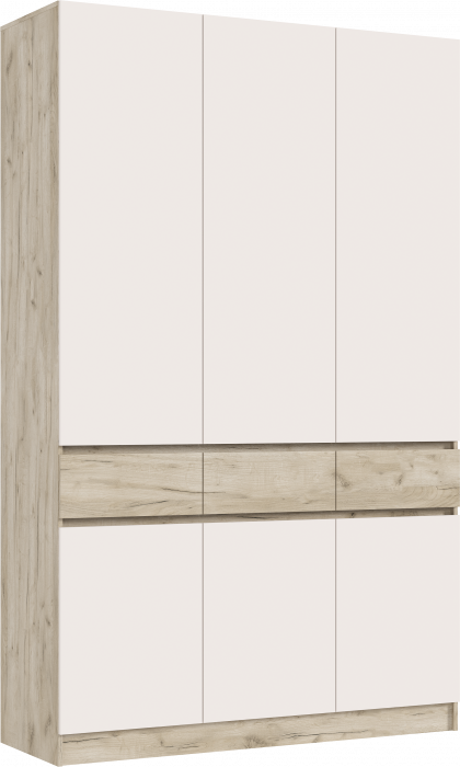 Роджинамиф Шкаф 3-х створчатый, Дуб крафт серый/Кашемир