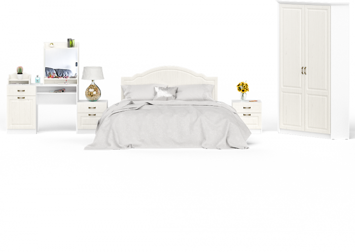 Ливерпуль Спальня № 3 11.08ОСН + две 08.146 + 13.124 + 12.46 + 10.118 + 10.117, цвет ясень ваниль/белый, сп. м. 1600х2000 мм., б/м, ортопед есть