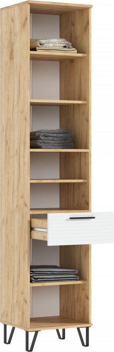 Флэш Прихожая Пенал открытый (Браш Вайт, Дуб Крафт)