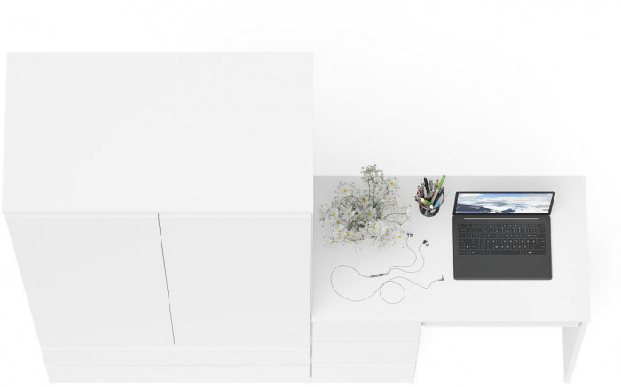 Мори компьютерный стол МС-6 левый + Шкаф МШ900.1, белый