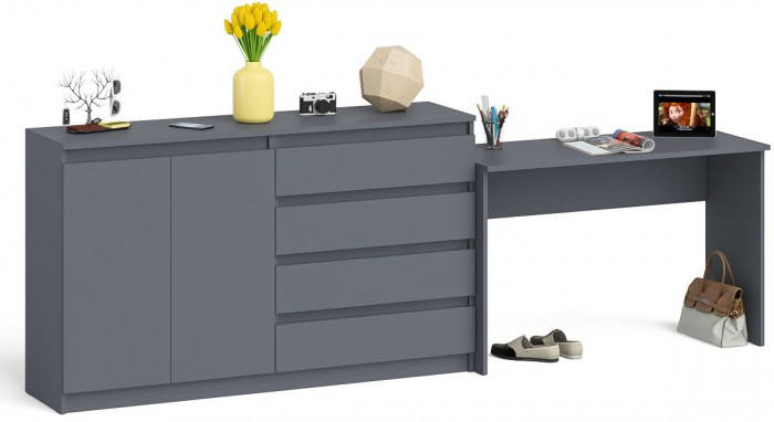 Мори письменный стол МСП1200.1 + Комод МК1600.1, графит