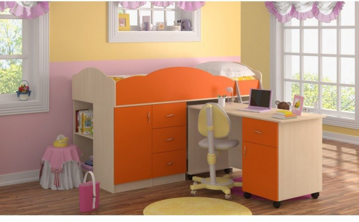 Кровать-чердак Дюймовочка-5.3, Оранжевый