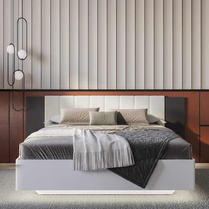 Кровать Шарм КР-18 160х200, проложки,Графит, Белый