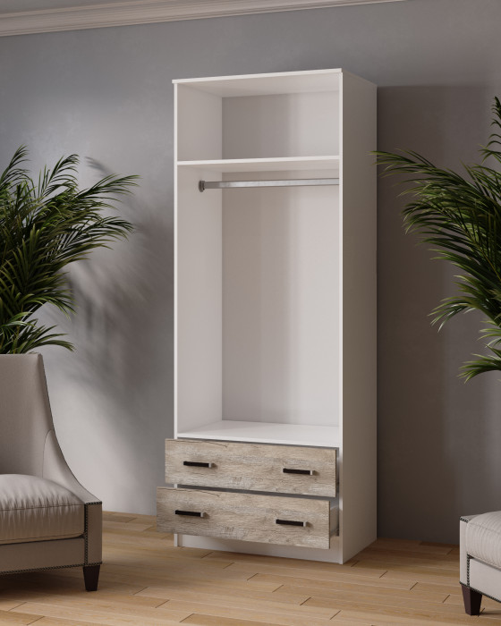 Шкаф 0,8 Лагуна с антресолью, Дуб делано/Белый