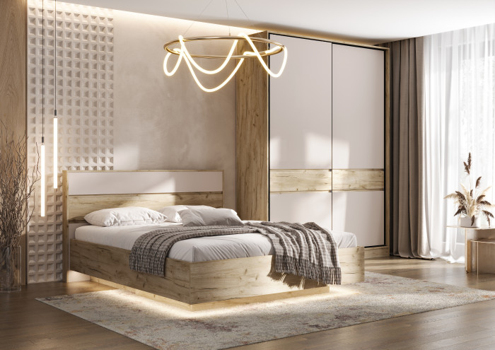 Модульная спальня, Крафт серый/Кашемир