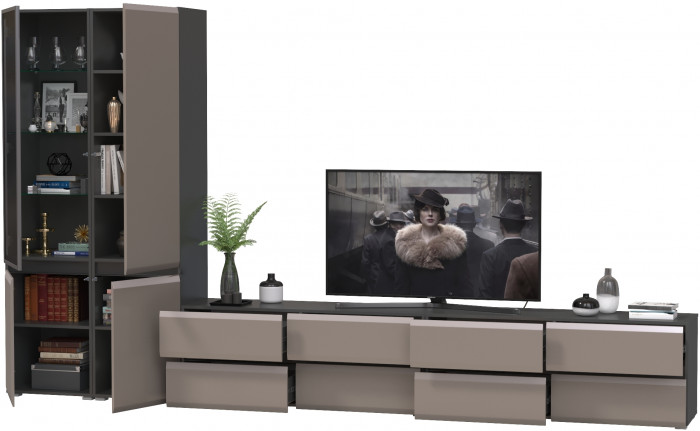 Сидней Комплектация № 131, корпус: антрацит/фасады: МДФ веллюто капучино