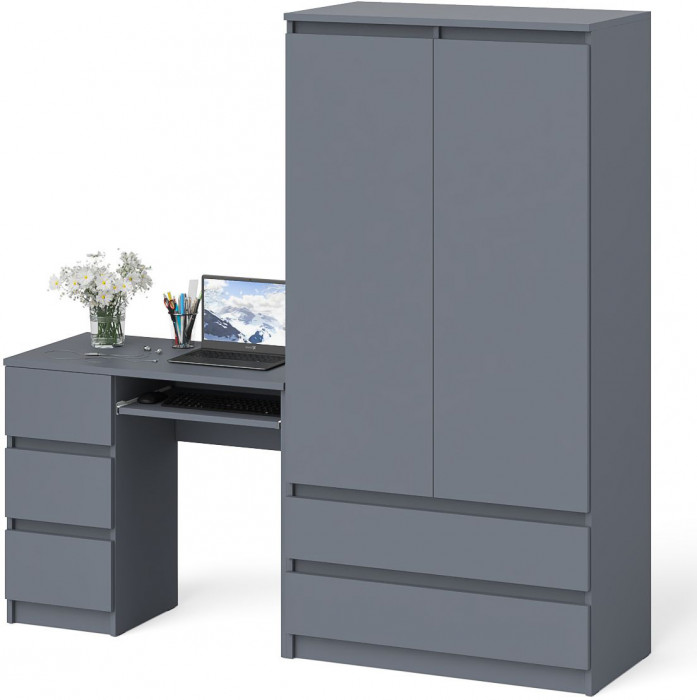 Мори компьютерный стол МС-6 левый + Шкаф МШ900.1, графит