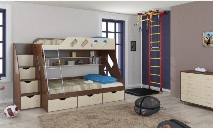 Детская двухъярусная кровать Дельта 20.01+23.02+25 (Салатовый, Ясень шимо светлый)