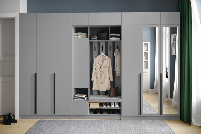 Набор мебели для прихожей "Мадрид", Серый камень
