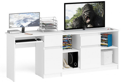 Мори компьютерный стол МС-1 правый + Тумба МТВ1204.1, белый