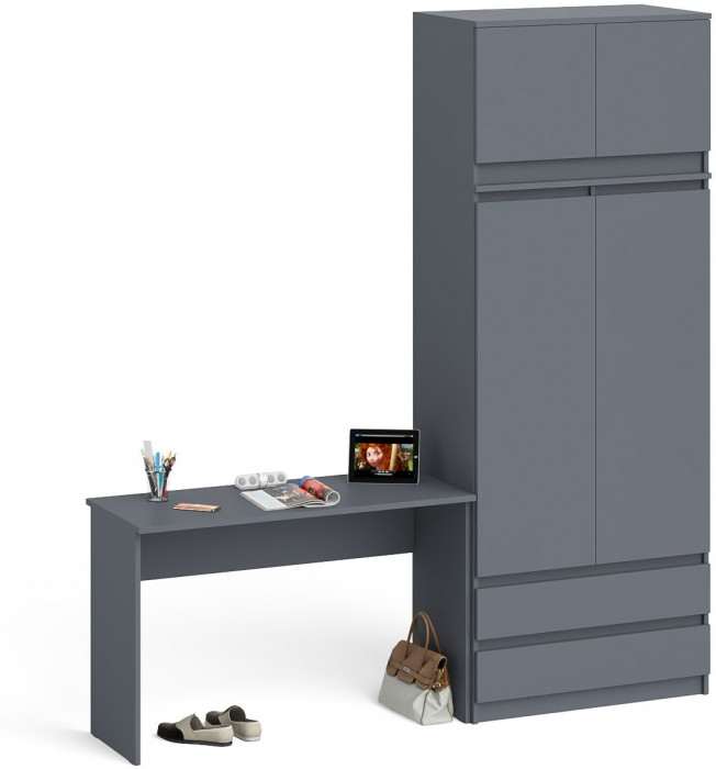 Мори письменный стол МСП1200.1 + Шкаф МШ900.1 + Антресоль МА900.1, графит