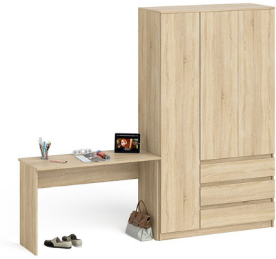 Мори Стол письменный МСП1200.1 + Шкаф МШ1200.1, цвет дуб сонома, ШхГхВ 240,8х50,4х209,6 см., универсальная сборка