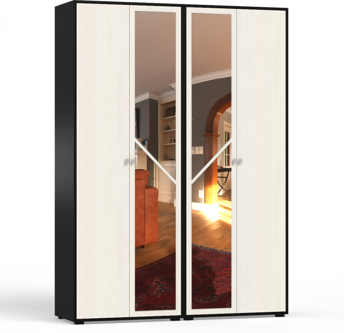 Камелия спальня № 9 Кровать с ящиками 1600 + Две тумбы + Стол космет. + Зеркало + Шкаф 4-х, венге/дуб лоредо