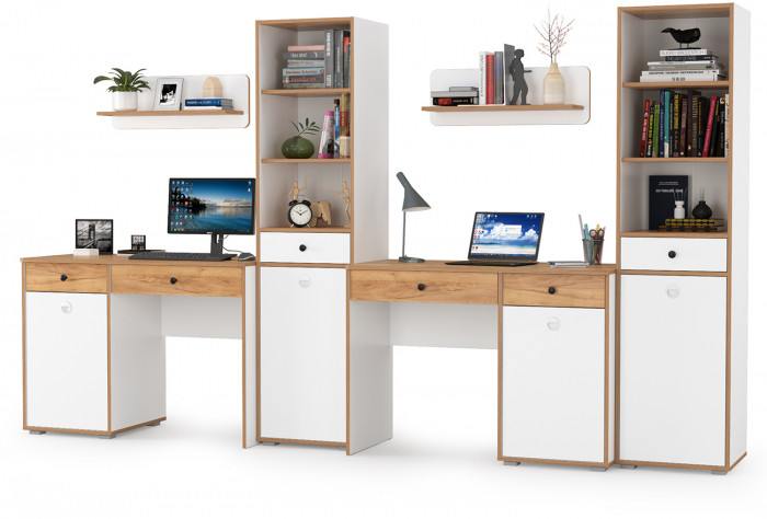 Вуди Компоновка № 15, цвет белый премиум/дуб крафт золотой, ШхГхВ 310х52,7х180,3 см., универсальная сборка