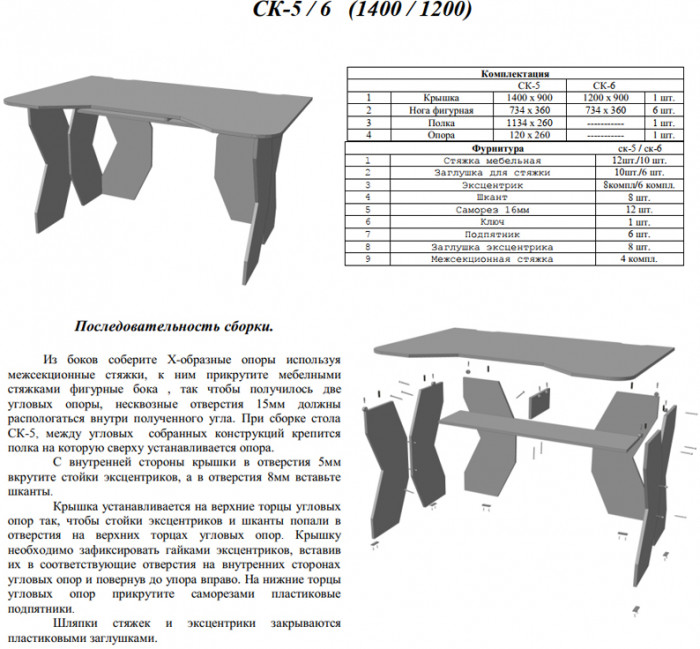 Стол компьютерный С-МД-СК5-1400, цвет венге/кромка красная, ШхГхВ 140х90х75 см. (Стол для геймера Краб-5)