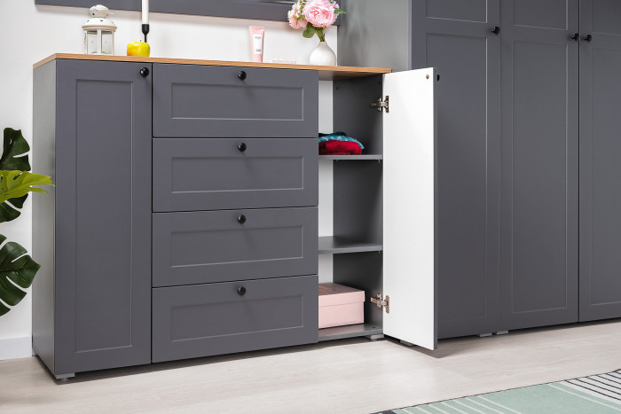 Остин Прихожая 14, цвет серый графит/дуб крафт золотой, ШхГхВ 200х54,3х229,6 см., универсальная сборка