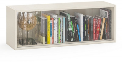 Полка книжная С-МД-КН01, цвет дуб, ШхГхВ 83х25х30 см., стеклянные дверцы