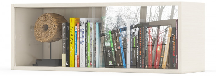 Полка книжная С-МД-КН01, цвет дуб, ШхГхВ 83х25х30 см., стеклянные дверцы