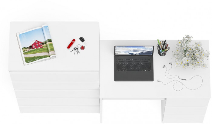 Мори компьютерный стол МС-6 правый + Комод МК700.5, белый