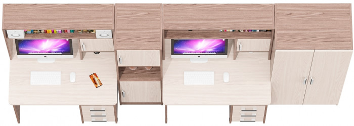 С-МД-СК9 Компоновка № 07, ясень шимо светлый/ясень шимо тёмный