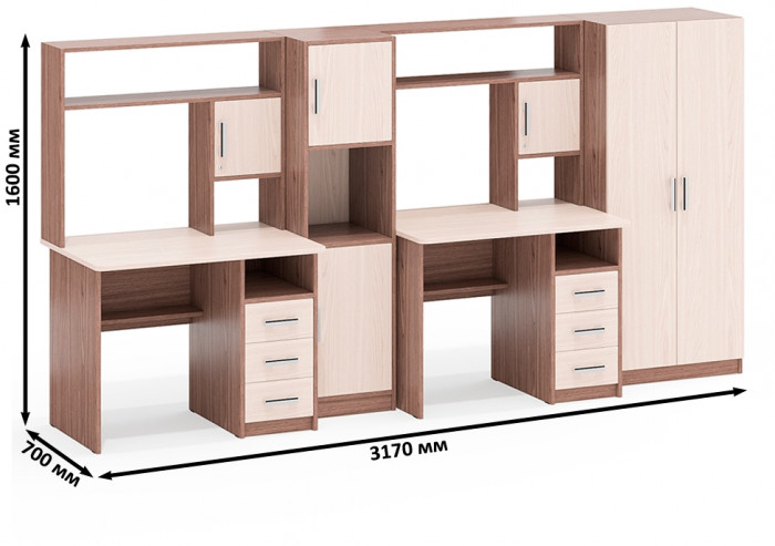 С-МД-СК9 Компоновка № 07, ясень шимо светлый/ясень шимо тёмный