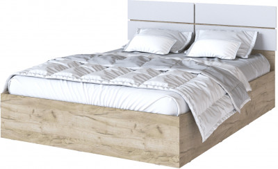 Кровать "Теана" 160х200, с настилом ЛДСП -  Крафт серый/мдф светло-серый