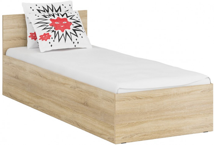 Кровать 0800 + Шкаф угловой Стандарт, цвет дуб сонома, ШхГхВ 83,5х203,5х70 + 81,2х81,2х200см., сп.м. 800х2000 мм., без матраса, основание есть