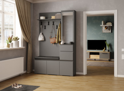 Модульная прихожая Плейона, набор 1, Графит серый