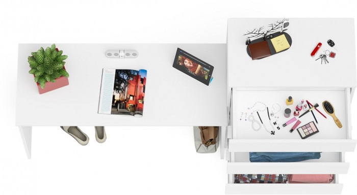 Мори письменный стол МСП1200.1 + Комод МК700.5, белый