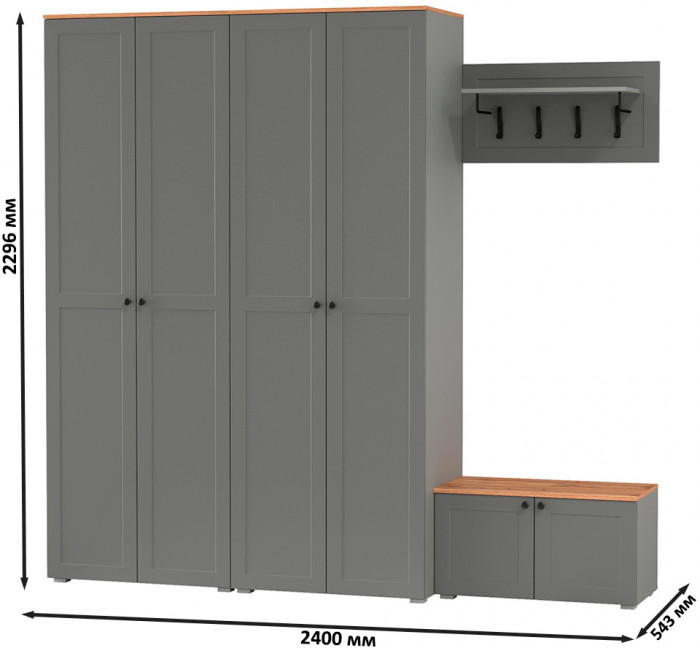 Остин Прихожая 31, серый графит/дуб крафт золотой