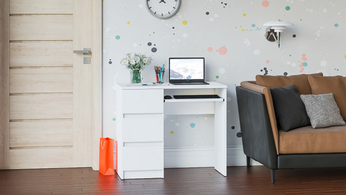 Мори компьютерный стол МС-6 левый, белый