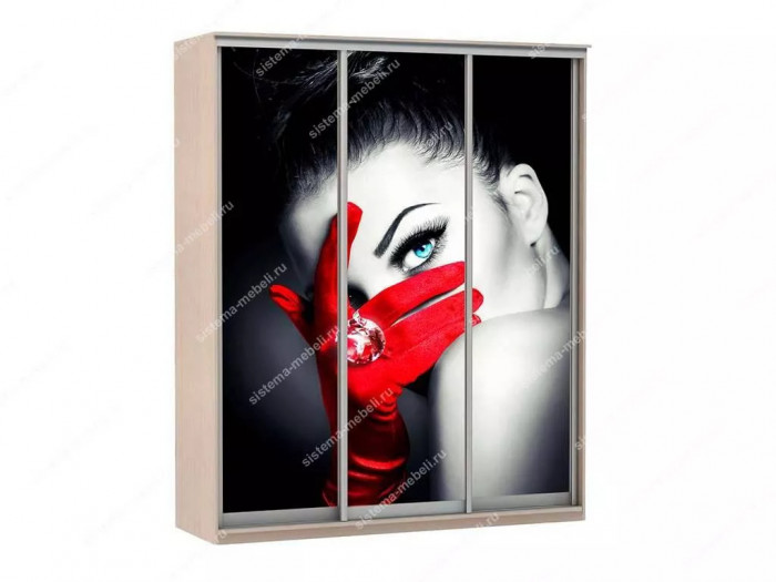 Шкаф купе Модерн 1776х600 3-х дверный 2-х секционный фотопечать №1 ясень