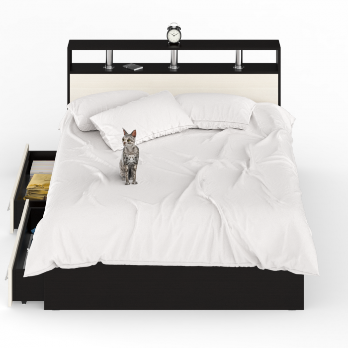 Камелия Кровать с ящиками 1400, венге/дуб лоредо