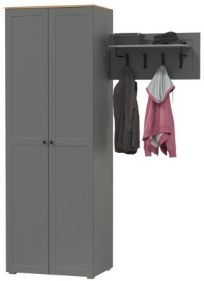 Остин Прихожая 08, цвет серый графит/дуб крафт золотой, ШхГхВ 159,7х54,3х229,6 см., универсальная сборка