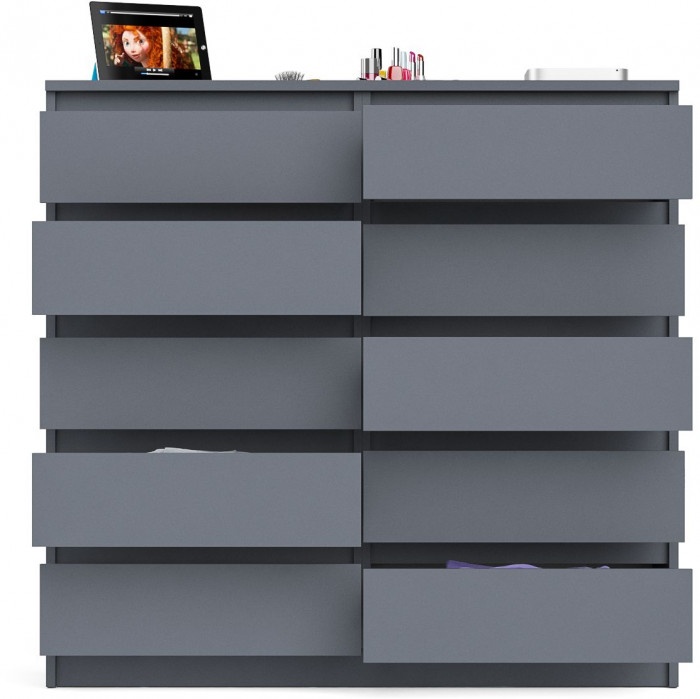 Мори Комод МК1200.10, цвет графит, ШхГхВ 120,4х41х115 см.