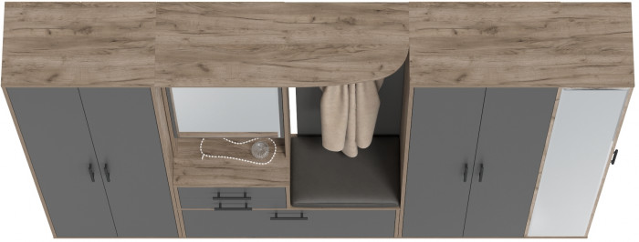 Прихожая Домино 6, дуб крафт табачный/графит