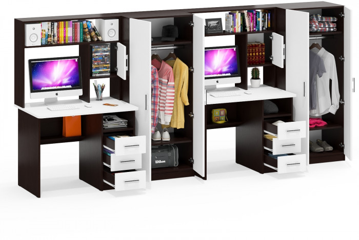 С-МД-СК9 Компоновка № 08, венге/белый шагрень