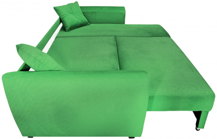 Диван-кровать угловой Амстердам Люкс, 160х200, еврокнижка, велюр, зеленый