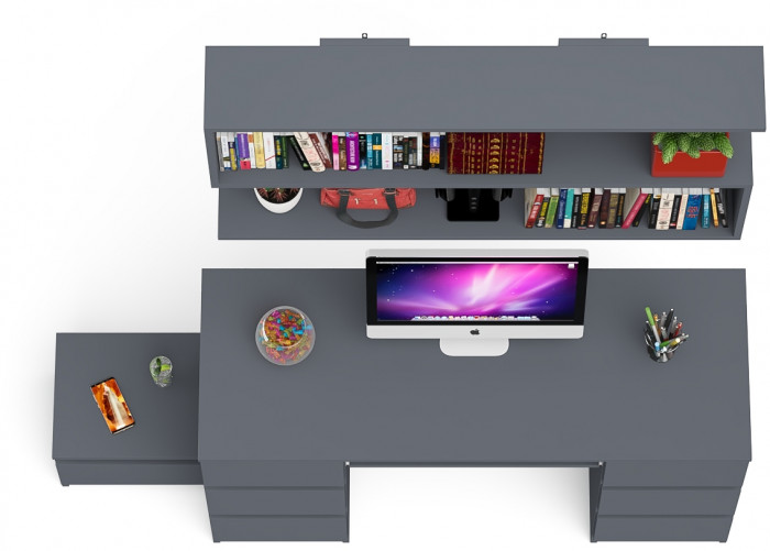 Мори компьютерный стол МС-2 + Тумба ТМП400.1 + Полка 1200, графит