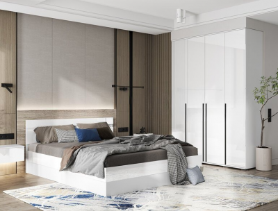 Спальня Норд + Челси, композиция 2, Белый глянец/Белый