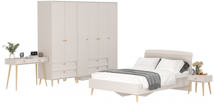 Афина Спальня 40-1400, цвет кашемир серый, сп.м. 1400х2000 мм., б/м, основание есть - фанера