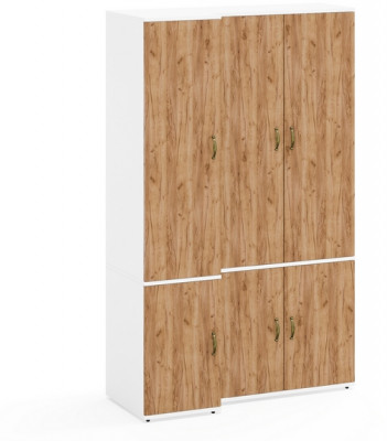 Лидер-8 Модуль Пенал МД 23Б + Шкаф МД 20Б, цвет белый шагрень/крафт золото, ШхГхВ 120х50х190 см., НЕ универсальная сборка