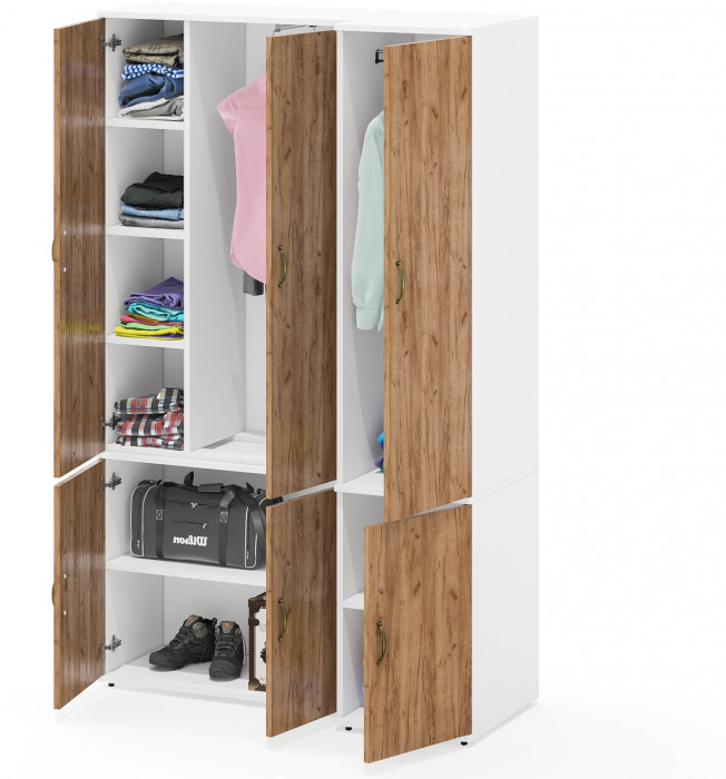 Лидер-8 Модуль Пенал МД 23Б + Шкаф МД 20Б, цвет белый шагрень/крафт золото, ШхГхВ 120х50х190 см., НЕ универсальная сборка