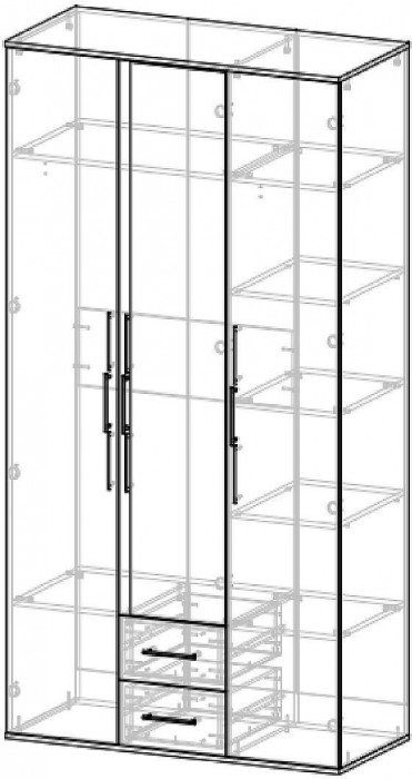 Бастион Шкаф трехдверный Дуб Крафт белый / Серый шифер